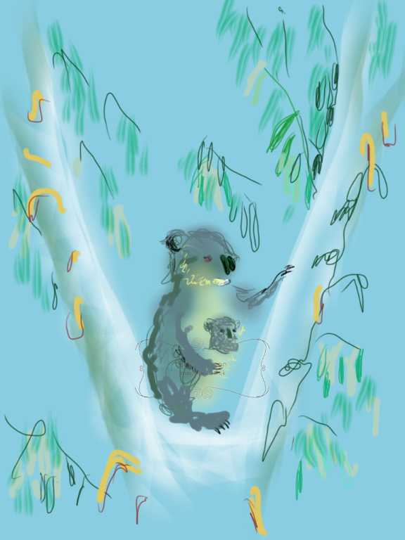 Copy of an original iPad drawing by artist Helen Imogen Field created live. Koala